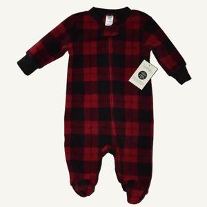 NWT George Buffalo Check Fleece Footie 0-3 Months